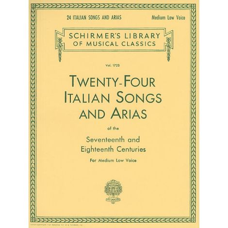 Twenty-Four Italian Songs And Arias Of The 17th And 18th Centuries - Medium Low Voice