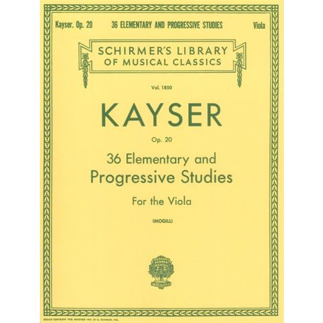 Kayser: 36 Elementary And Progressive Studies (Viola)