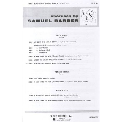 Samuel Barber: Sure On This Shining Night (SATB)