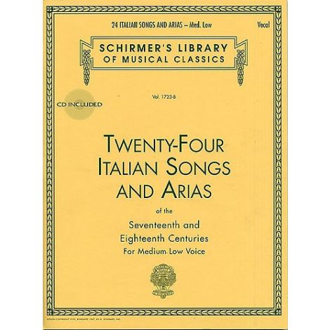 Twenty-Four Italian Songs And Arias Of The 17th And 18th Centuries - Medium Low Voice (Book/Online Audio)