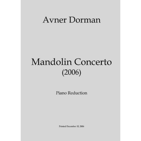 Avner Dorman: Mandolin Concerto - Piano Reduction