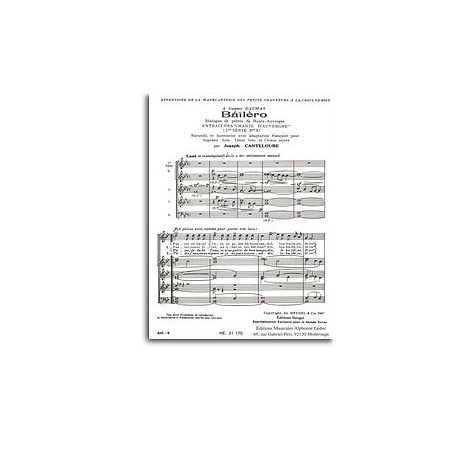 Joseph Canteloube: Auvergne Songs - Series 1 (No.2 - Bailero) (Soprano/Tenor/SATB)