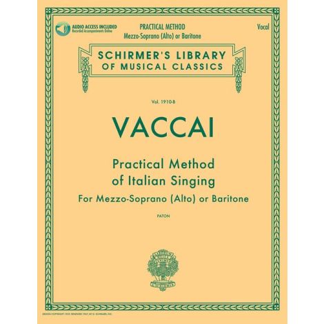 Practical Method Of Italian Singing: For Mezzo-Soprano (Alto) Or Baritone (Book/Online Audio)