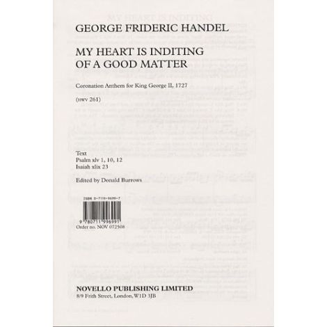 G.F. Handel: My Heart Is Inditing Of A Good Matter