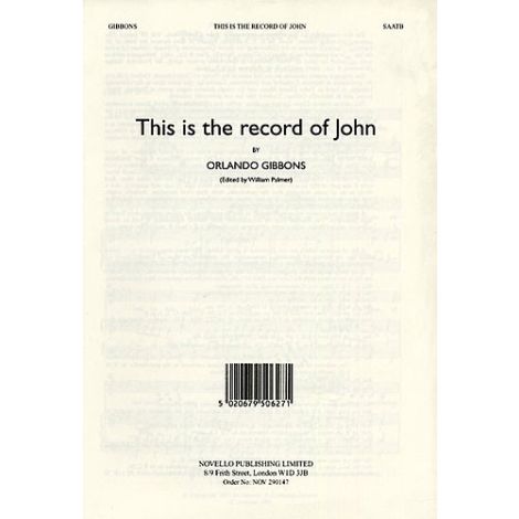 Orlando Gibbons: This Is The Record Of John (Alto Verse)