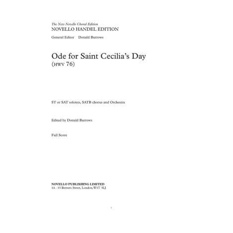 G.F. Handel: Ode For Saint Cecilia's Day - The New Novello Choral Edition