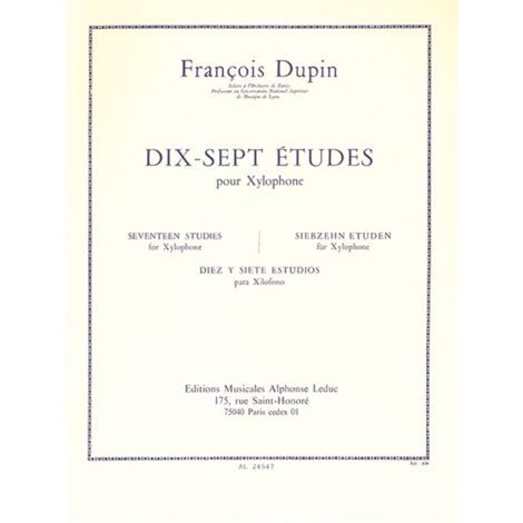 FRANÇOIS DUPIN: Seventeen Studies for Xylophone