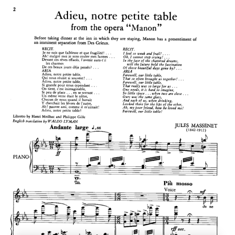 Adieu, Notre Petite Table Manon (Soprano) 