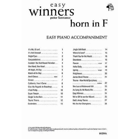 Easy Winners for Horn in F (Piano Accompaniment)