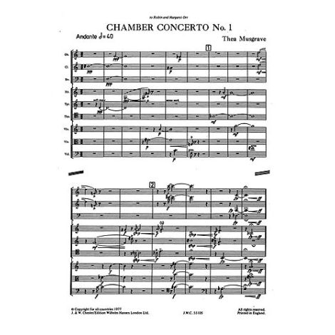 Thea Musgrave: Chamber Concerto No.1 For Nine Instruments (Full Score)