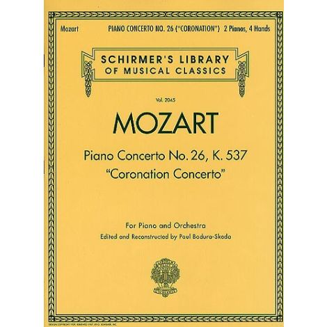 W.A Mozart: Piano Concerto No.26 In D 'Coronation' K.537 (2 Piano Score)
