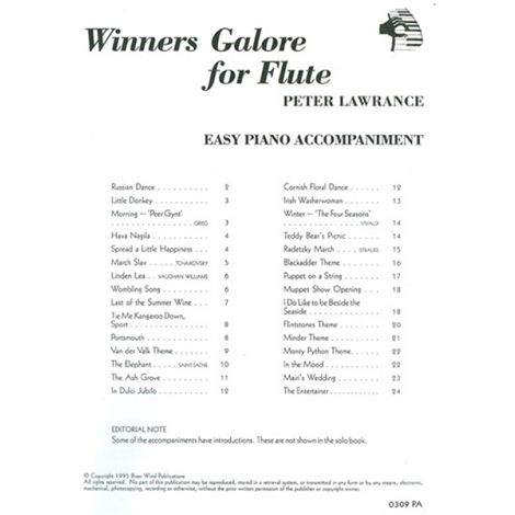 Winners Galore for Flute (Piano Accompaniment), Peter Lawrance