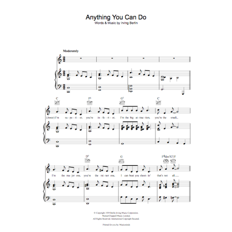 Irving Berlin: Anything You Can Do - Piano, Vocal & Guitar 